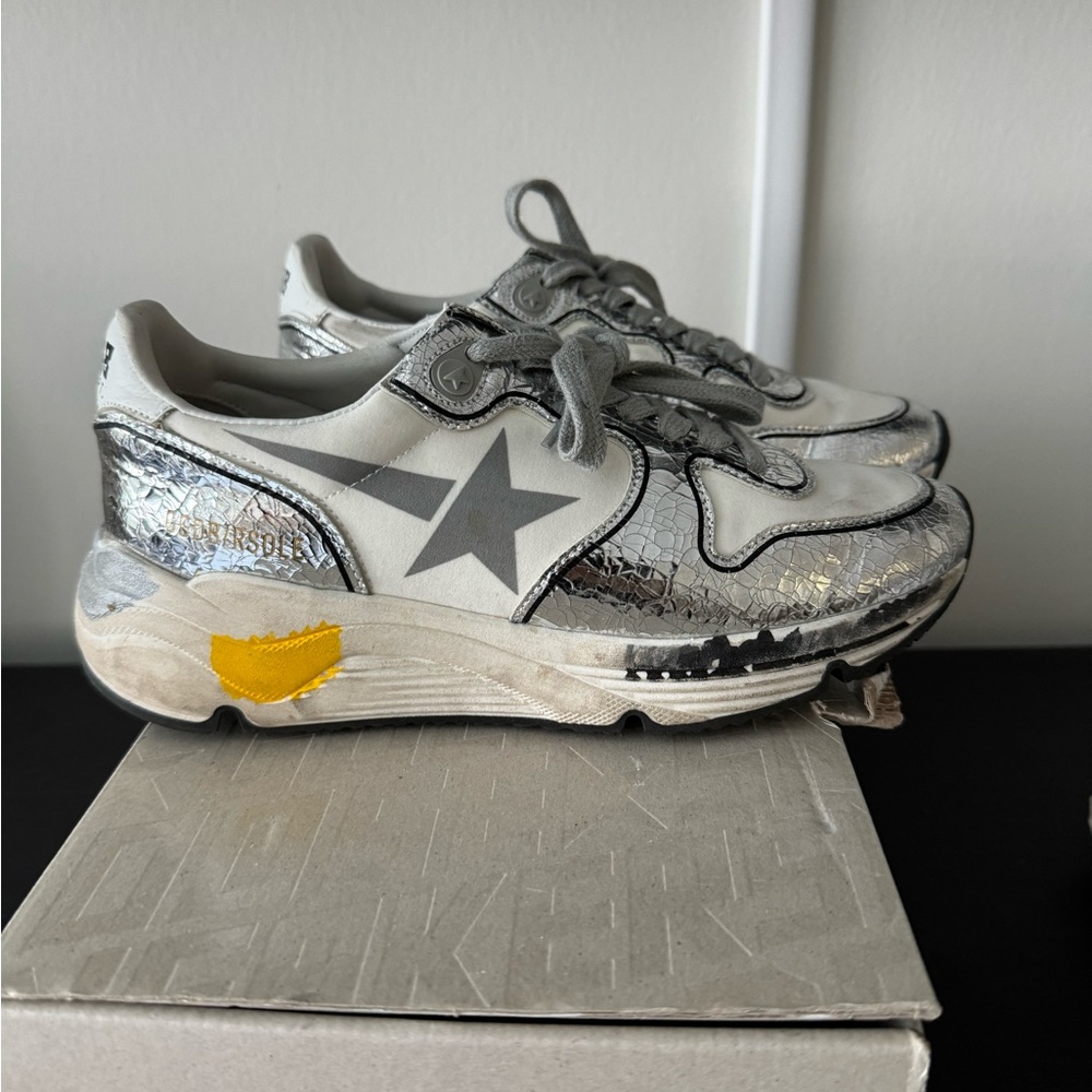 Golden Goose Running Sneakers Women 36 White, Silver, Yellow Great Condition